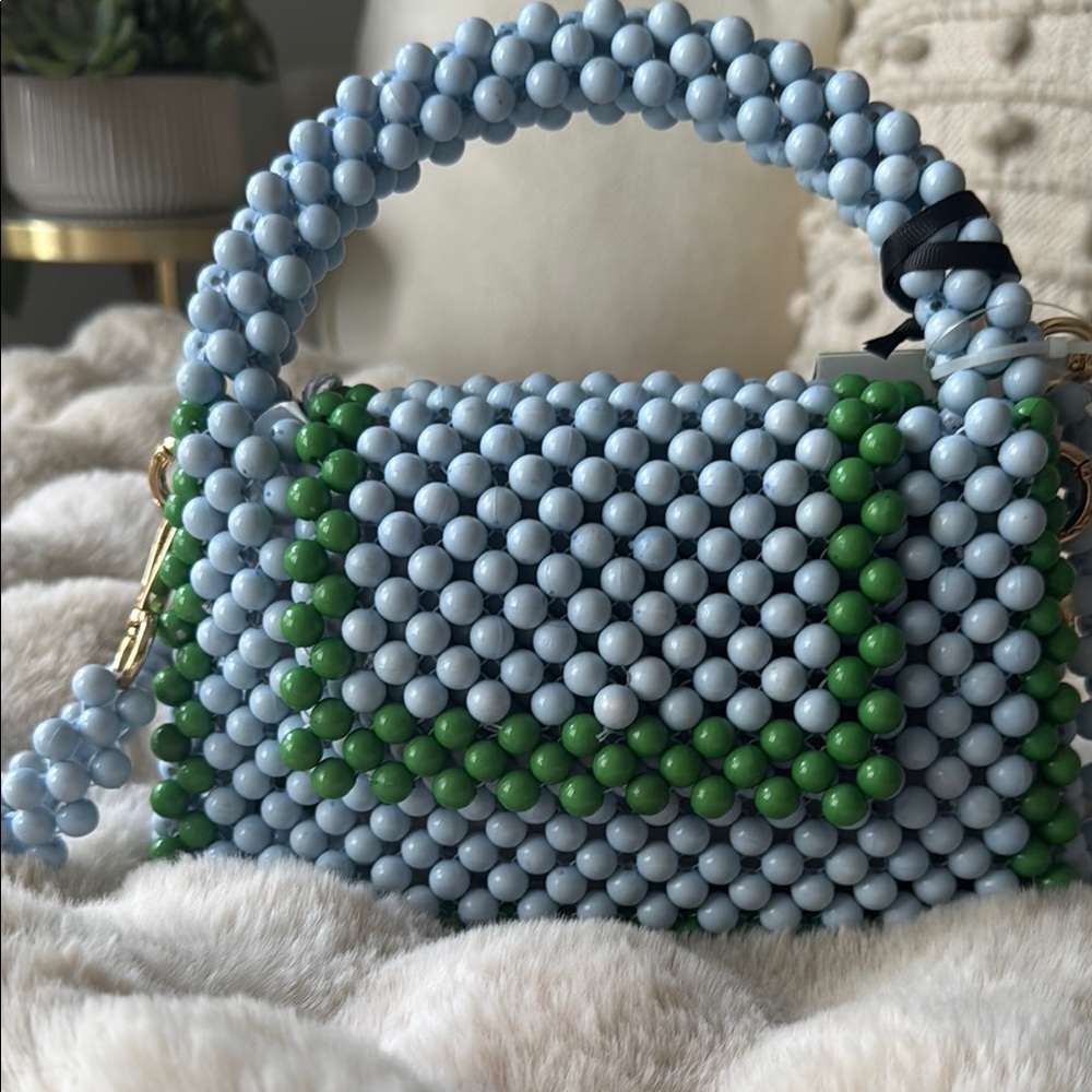 Beaded Handbag in Blue and Green